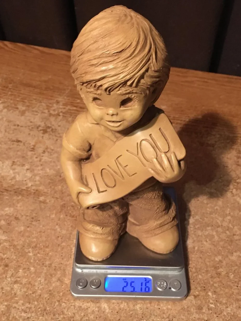 FANNYKINS FIGURINE BILL MACK SOLAR STATUARY I LOVE YOU BOY HOLDING SIGN